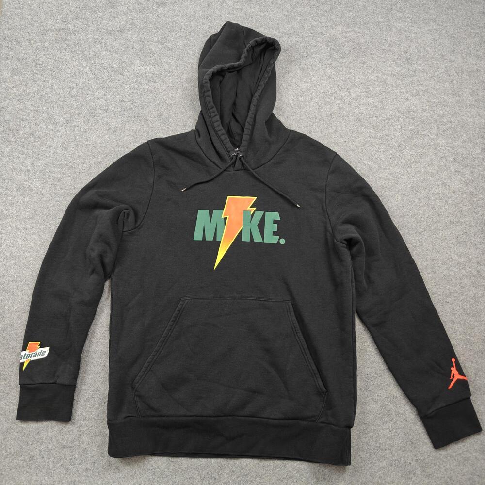 Jordan Hoodie Mens Large Black Gatorade Graphic Pullover Fleece Hooded